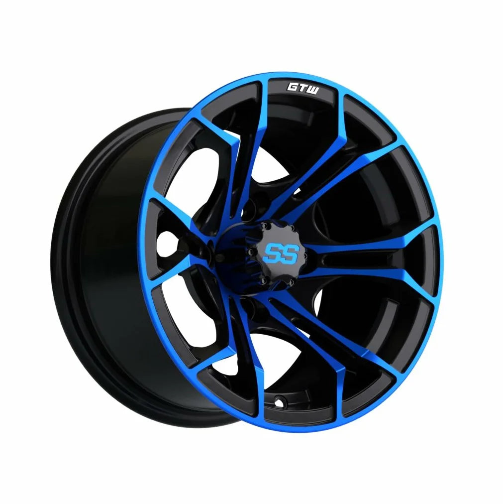 12 inch Blue/Black Wheel with Street Tire Set of 4 T606