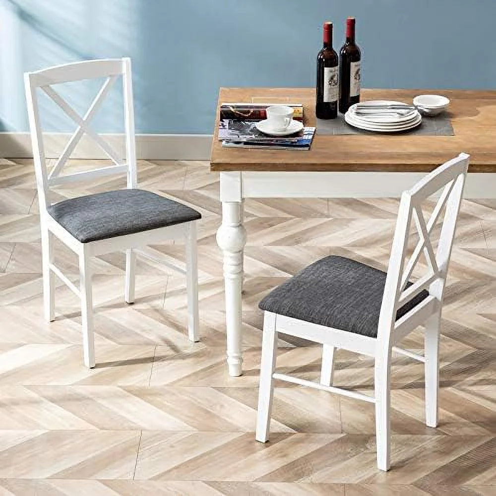 Set of 2 Wood Dining Chairs with Cross Back C4139