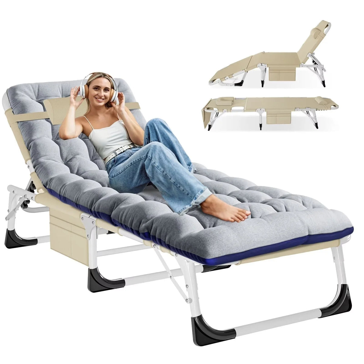 Portable Folding Lounge Chair with Pillow X5982