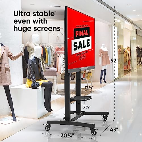 Motorized TV Stand on Wheels for 50-100 Inch TVs, up to 286 lbs, Adjustable Height Black N666