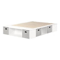 Contemporary Wood Full Bed with Storage and Baskets in Pure White O2265