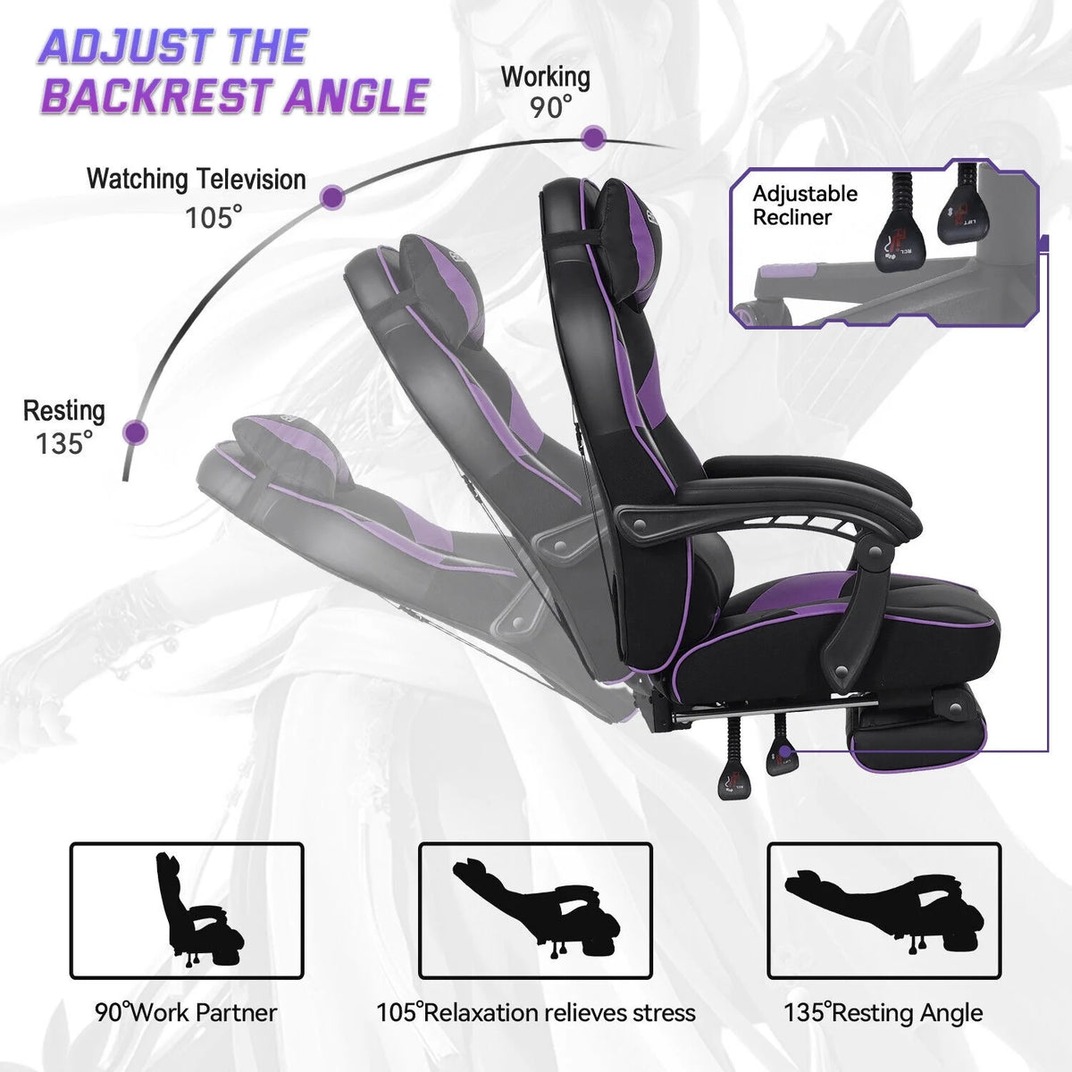 Purple Massage Gaming Chair J33222