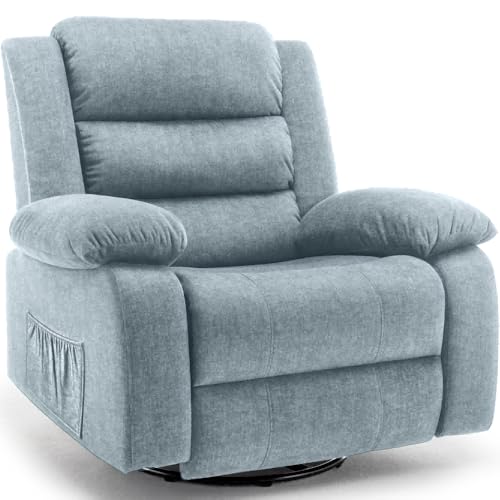 Beige Oversized Swivel Rocking Recliner Chair with Massage and Heat Y3649