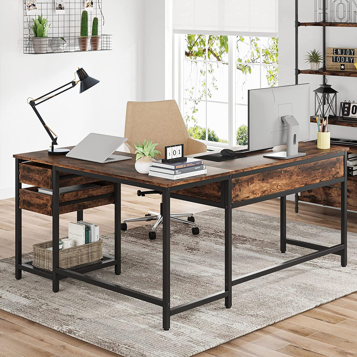 L-Shaped Computer Desk with Lift Top G513296