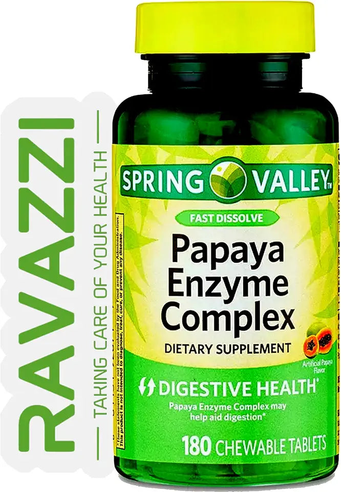 Chewable Papaya Enzyme Tablets Dietary Supplement, 180 Count B80149