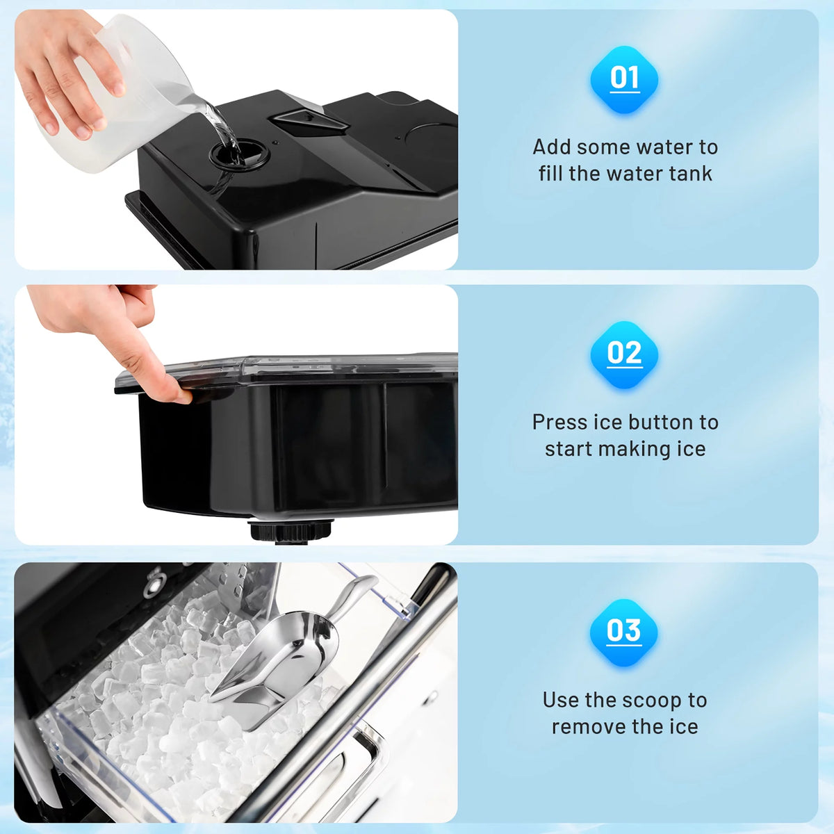 Nugget Ice Maker Countertop 44lbs Per Day with Ice Scoop and Self-Cleaning G9742