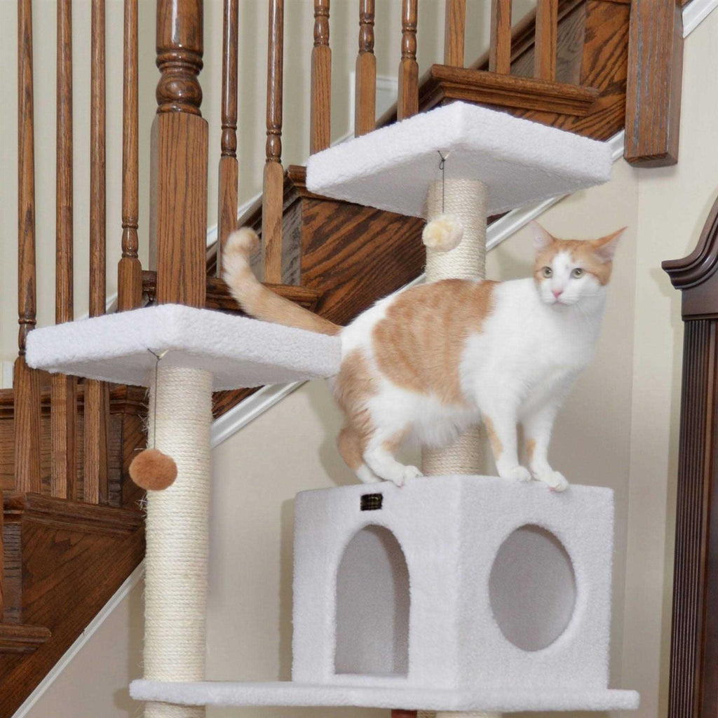 Ivory Wood Cat Tree H179