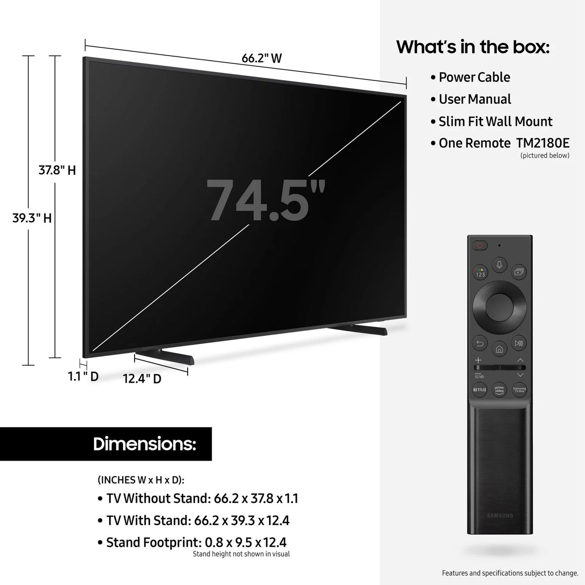 75 Class QLED 4K Smart TV F8819