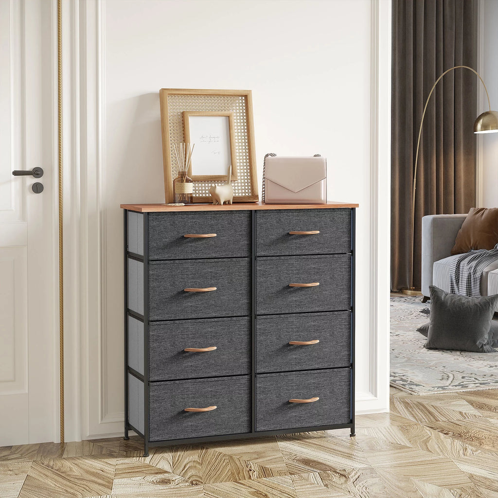 Dark Gray 8 Fabric Drawer Storage Dresser M8424