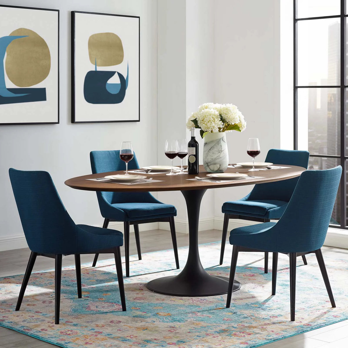 Oval Wood Aluminum Dining Table J767053