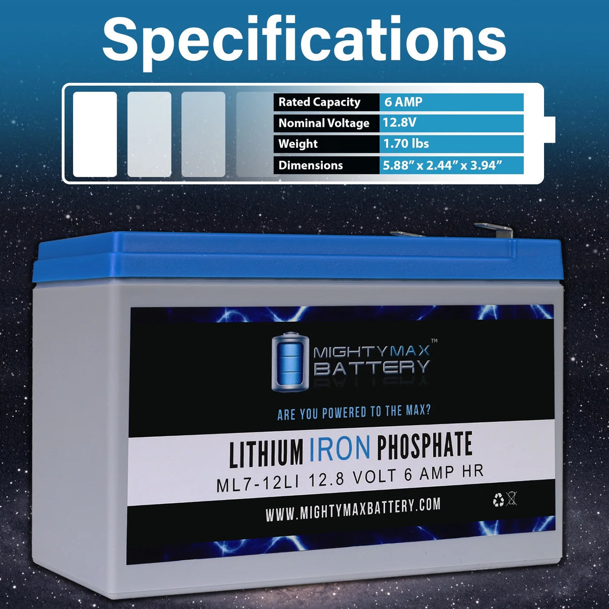 12V 7AH Lithium Replacement Battery 4 Pack T916