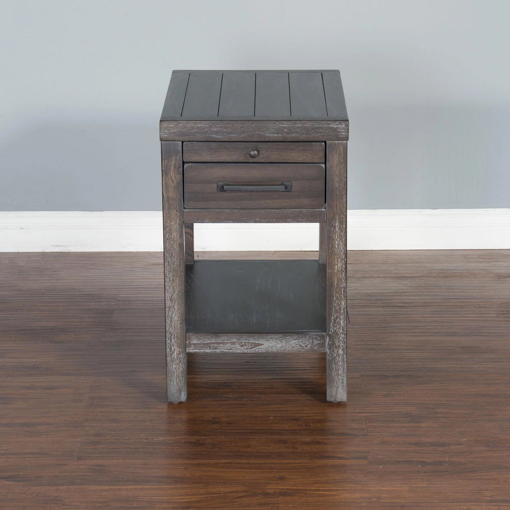 16" Mindi Wood Chair Side Table in Dark Brown V82867